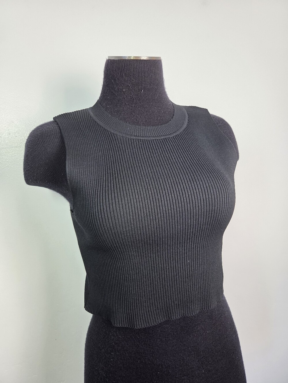 Sincerely Jules Black Ribbed Crop Top Sleeveless Knit Clean Girl Basic Medium
